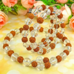 Natural Rudraksha & Clear Quartz (Sphatik) Bracelet